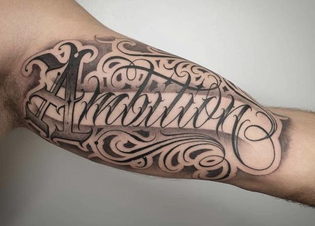 纹身手臂图案男文字