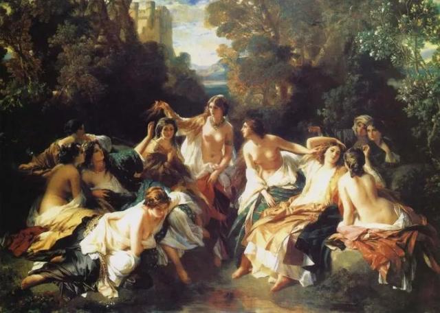 卢浮宫水中少女油画图片