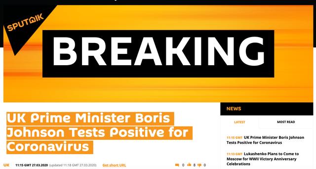 快讯！外媒：英国首相约翰逊新冠病毒检测呈阳性