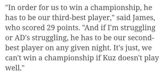 不只是絕殺！庫茲馬復賽三數據第一，詹皇：他打不好湖人無法奪冠