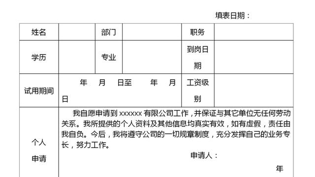 员工转正申请书范文