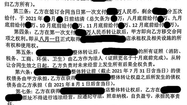 饭店转让协议书