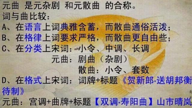 元曲的文学知识有哪些