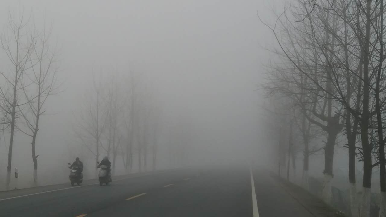 320国道上饶段大雾，能见度低