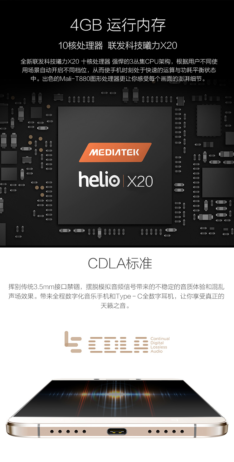 4+64G内存,800+2100万像素,十核X20处理器