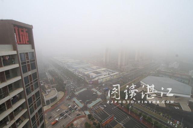 大雾深锁港城 交通视线受扰