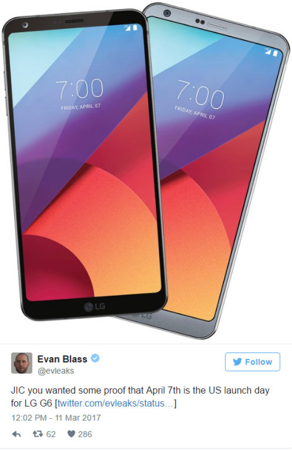 爆料大神:LG G6将于4月7日登陆美国市场