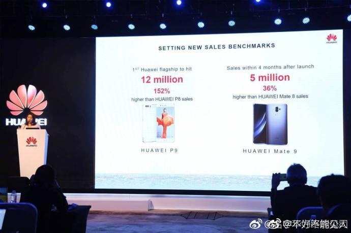 余承东牛：华为公司P9销售量过1200万部，Mate9过五百万部