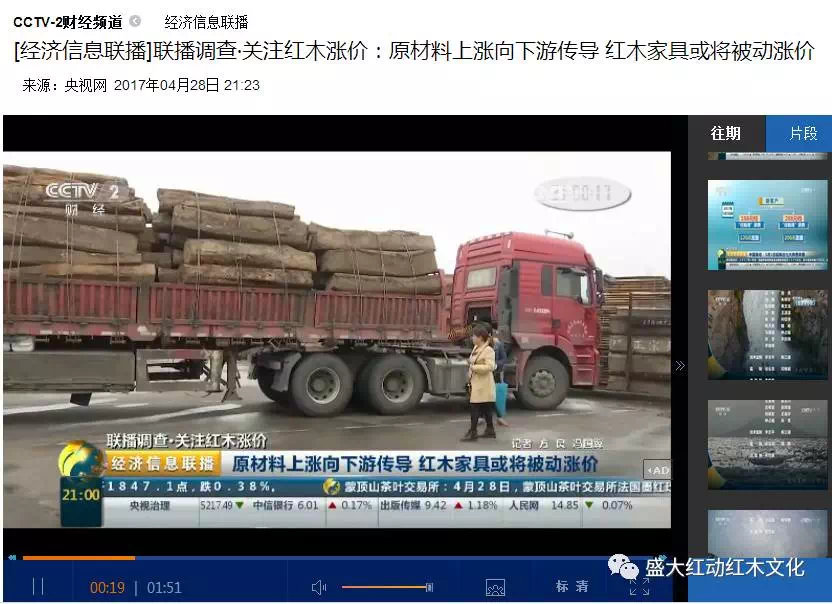 劳动节到了，央视新闻：红木原材料上涨向下游传导 家具被动涨价