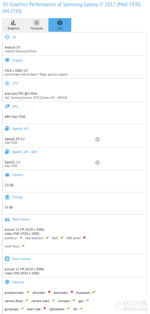 2017版三星J7重现GFXBench 配备强了点