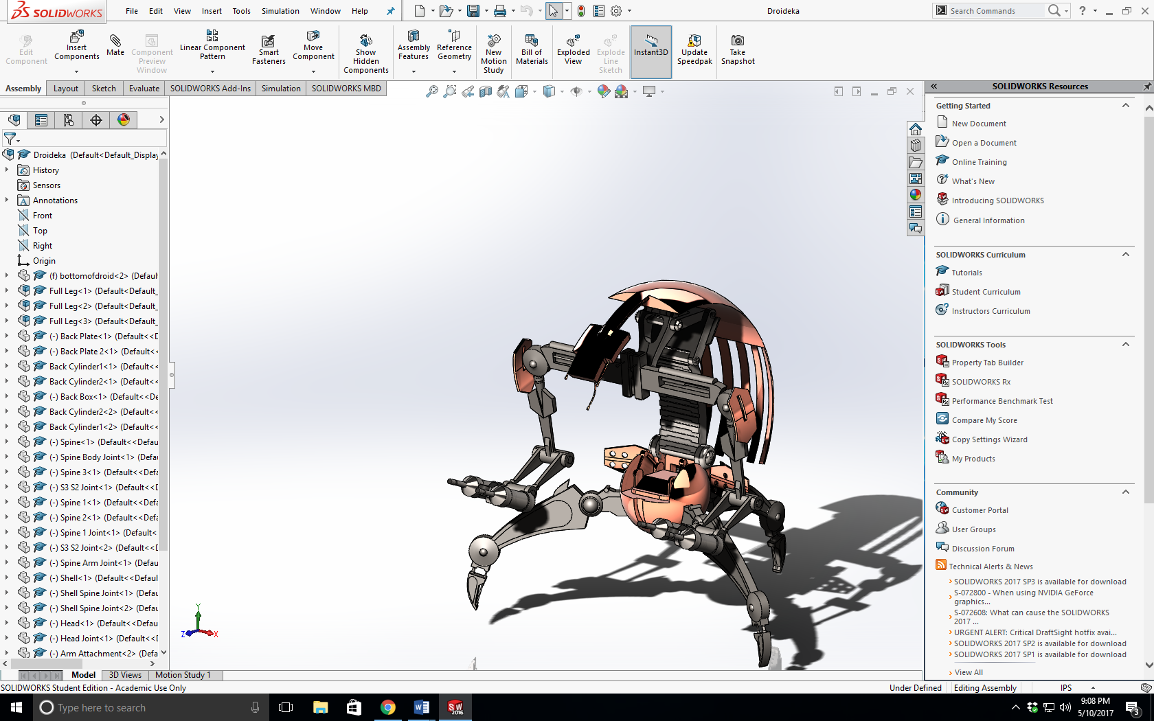 Droideka机器佣兵模型3D图纸 SOLIDWORKS