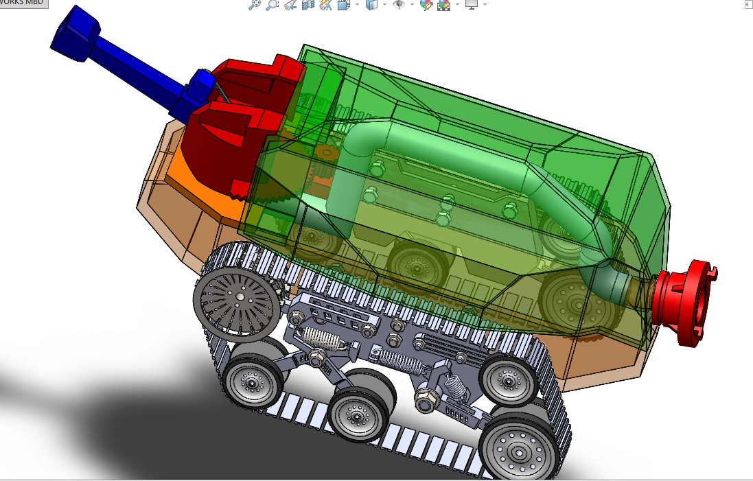 隧道消防履带机器人底盘3D建模图纸 SOLIDWORKS设计