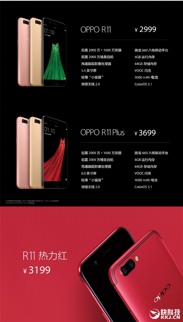 驍龍660 8G！OPPO R11 Plus發布：3699元