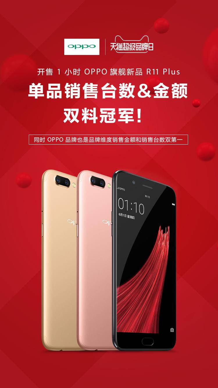 一小时成双料冠军，OPPO R11 Plus将成爆品型号