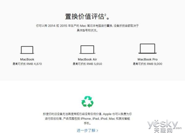 苹果手机官网宣布发布：Mac电脑上可新旧置换，最大能抵9000元