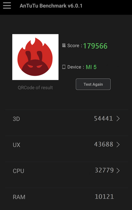 小米5悦享版全新显卡跑分17.9万：逆天了
