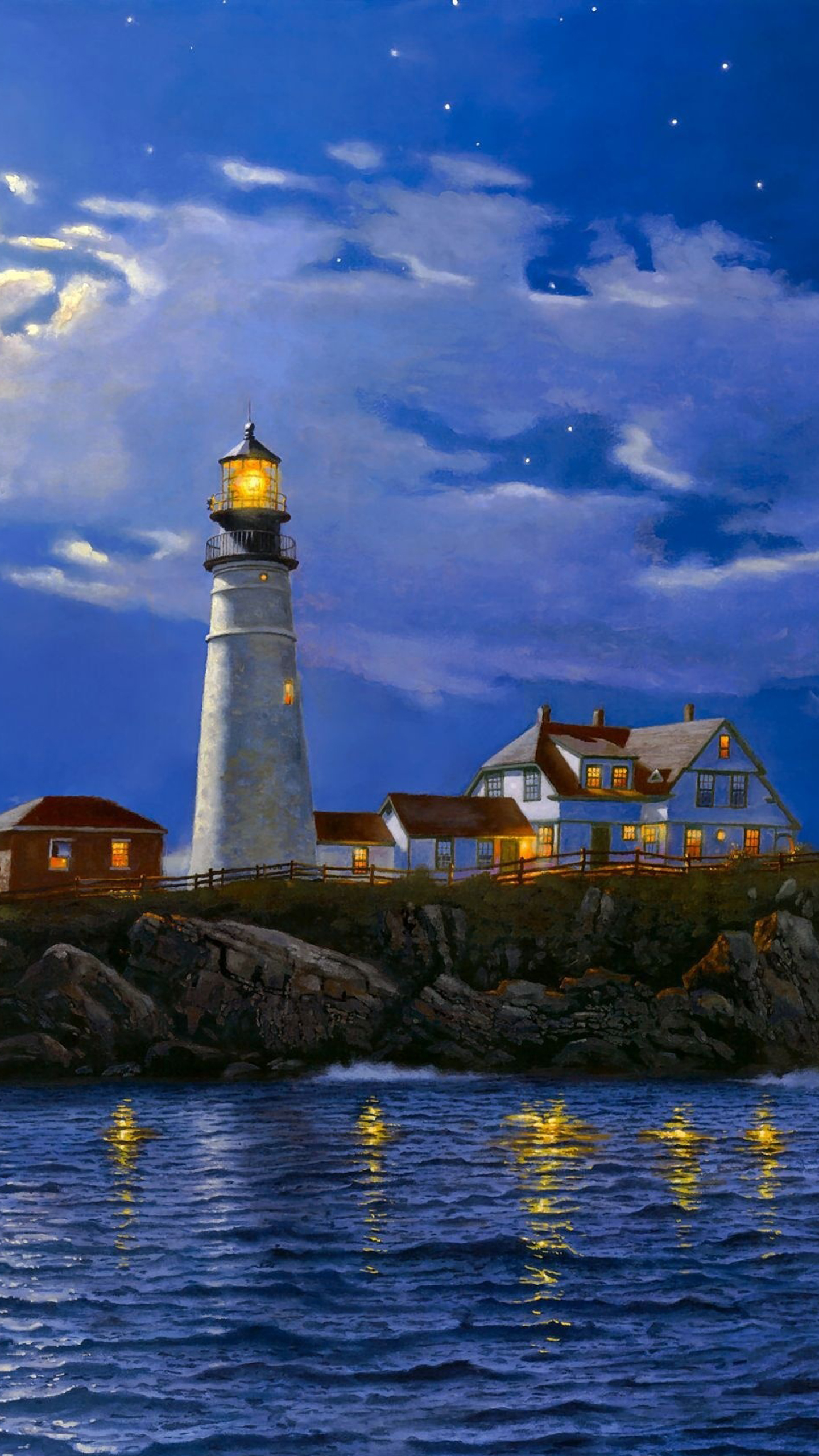 「匠纸」梦幻海岸灯塔锁屏,指引我们的人生航向