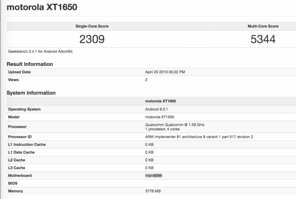 最新款Moto X显卡跑分曝出 或选用骁龙820 4gB RAM