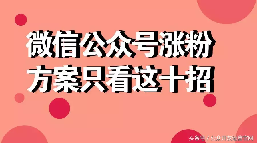 微信公众号涨粉方案只看这十招