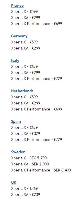 sonyXperia X系列产品欧州刚开始预订：旗舰级配骁龙820要700欧元