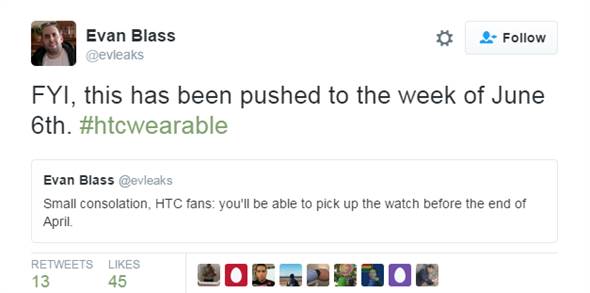 曝料大咖：HTC聪慧表六月新生报道