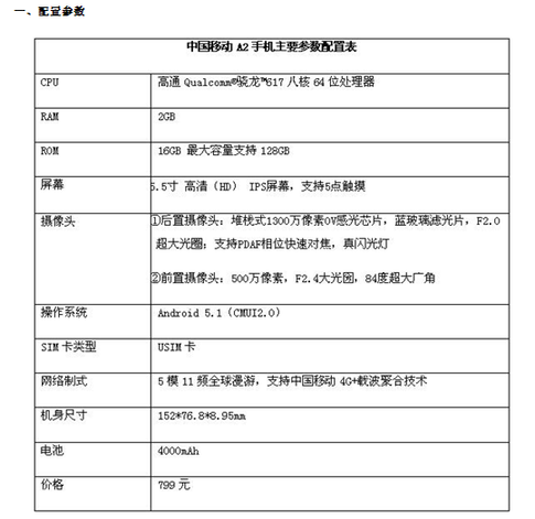 中国移动通信A2测评：799元再掀性价比高对决的浪潮