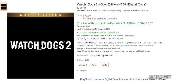 《看门狗2》上架亚马逊！共有3版本 最贵99.99美元