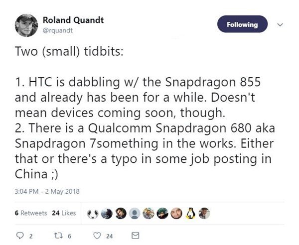 骁龙处理器 855 已公测？HTC U13 或成先发