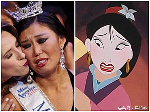 北京女孩当选美国小姐，和动画片花木兰一模一样！老美迷之审美啊