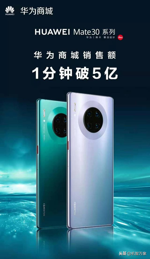 Mate30系列官网销售额1分钟破5亿 徕卡电影四摄助华为再夺DxO榜首