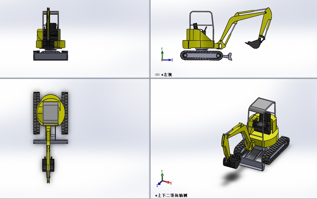 mini-excavator小型挖掘机简易模型3D图纸 Solidworks设计