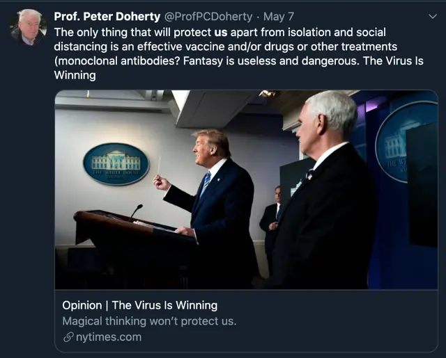 彼得·多尔蒂：政治家不立足证据，就是白痴！