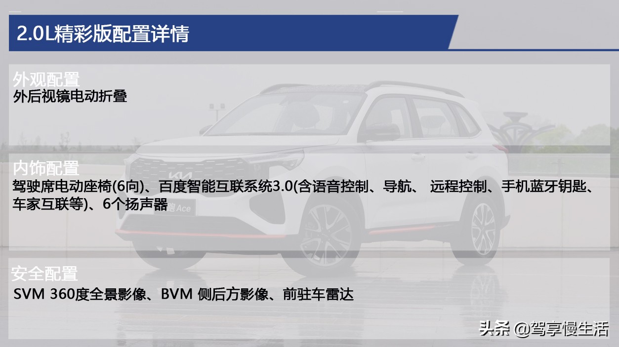 提供两种外观风格和四种选装包 起亚智跑Ace具体怎么选？