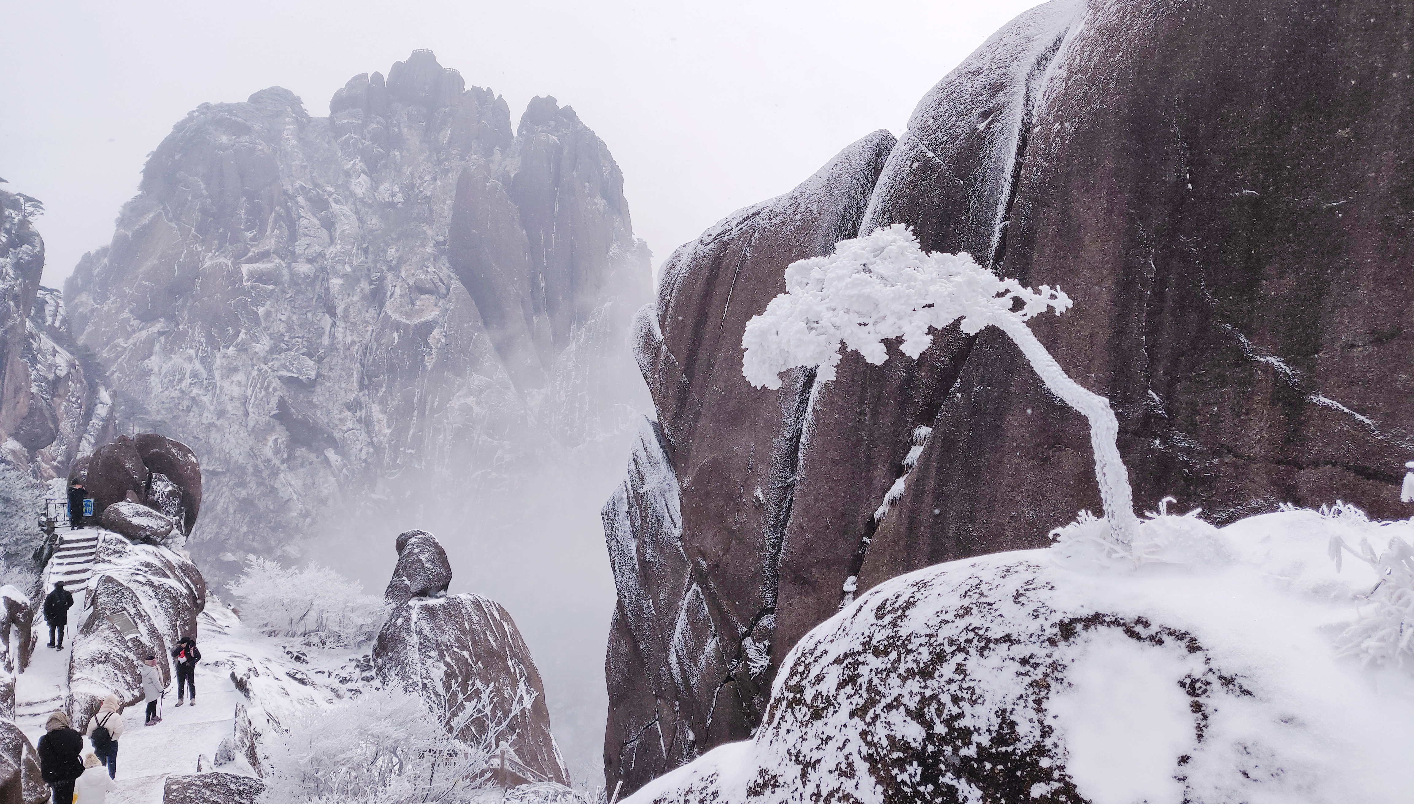 安徽：雪后黄山，童话般世界令游客欣喜若狂
