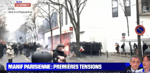 巴黎又现打砸烧！示威者焚烧银行，追着警察打！马克龙直播求理解