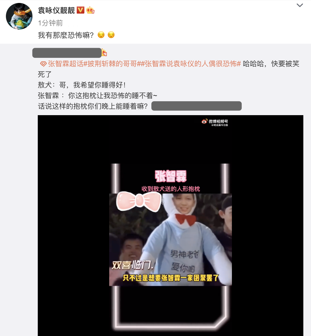 张智霖被獒犬送袁咏仪人偶，调侃很恐怖，靓靓追老公综艺犯花痴