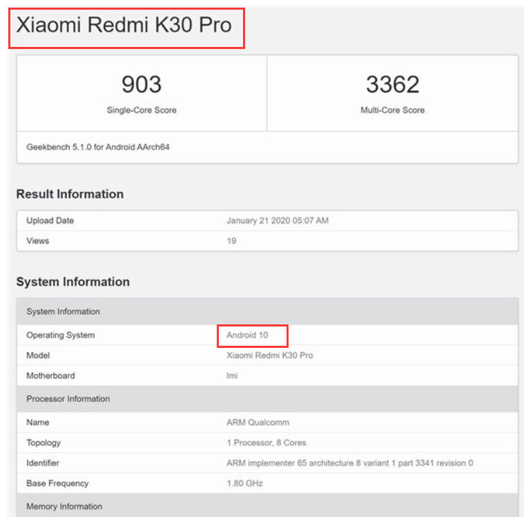 Redmi K30 Pro配备曝出：骁龙865 8GB运行内存