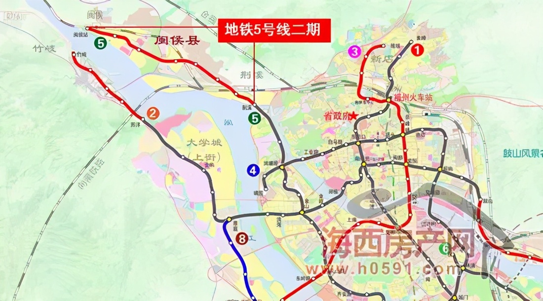 福州多条地铁线新动态 地铁5号线或将延伸至马尾