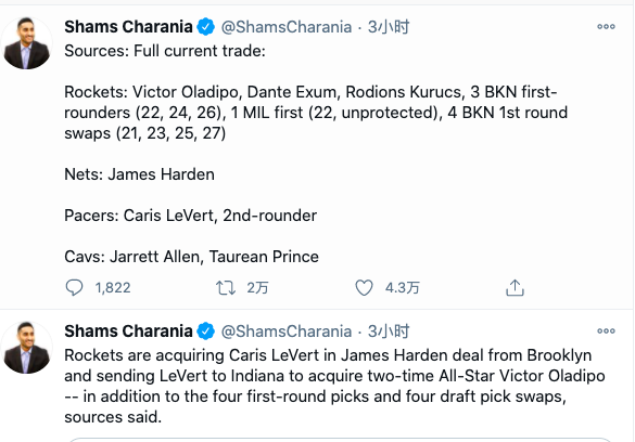 NBA all directions 13 National People's Congress trades reach! The rocket with a ha is ascended 1 change 8, person of lake of basket net menace