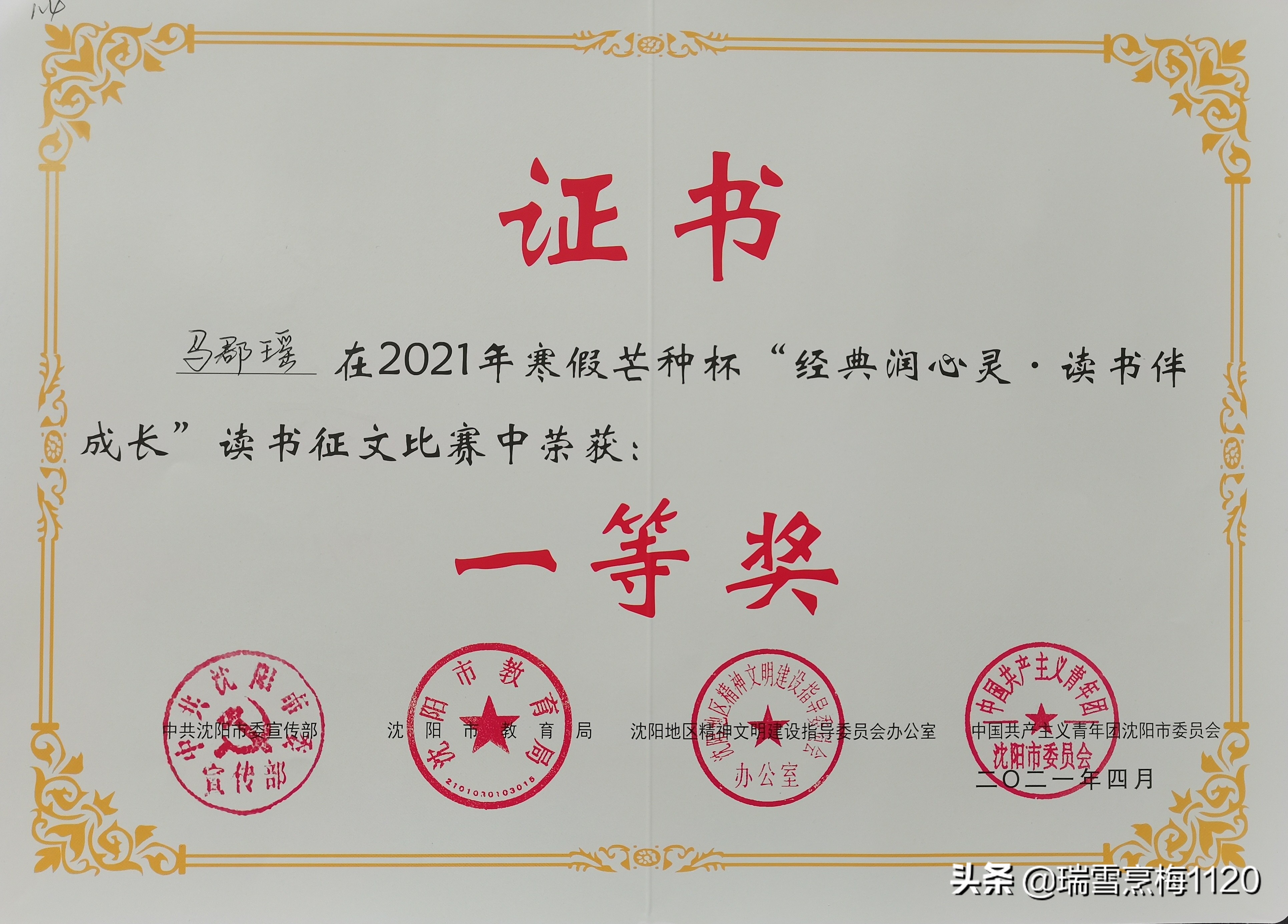 沈北新区新城子街第一小学2021寒假芒种杯获奖(图3)