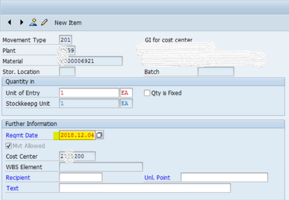 SAP MM 预留单据里的Base date和需求日期