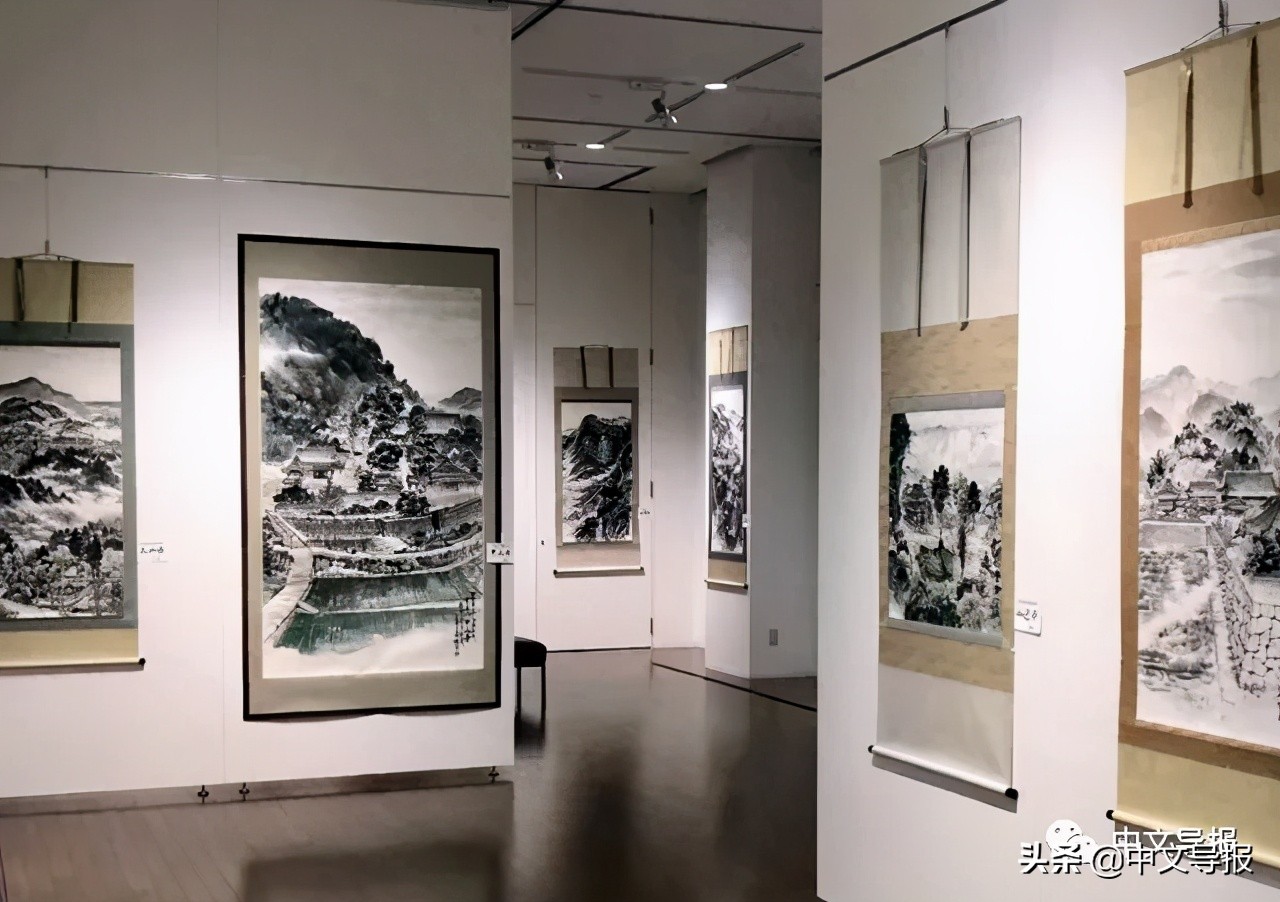 日本爱媛侨团举办“文化自信”中国山水画展