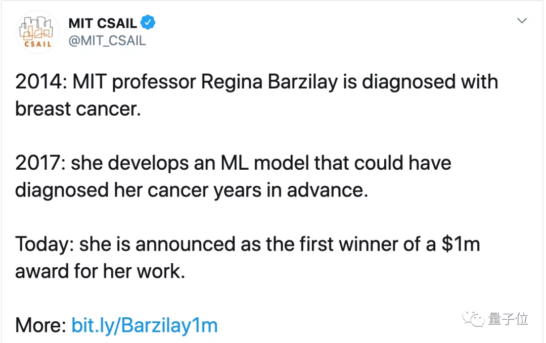 患上乳腺癌后开发AI诊断模型，MIT女学者获「AI诺贝尔奖」