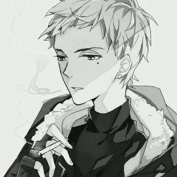 真心觉得男生抽烟的动作，很性感很帅气｜抽烟动漫个性手绘男头