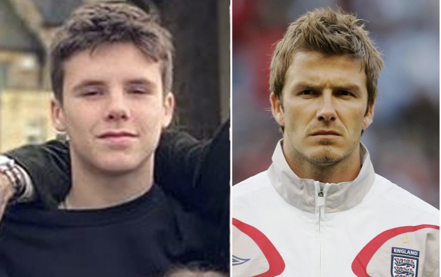 小貝一家同框亮相，四個孩子模仿父親經典髮型，顏值卻都差了不少