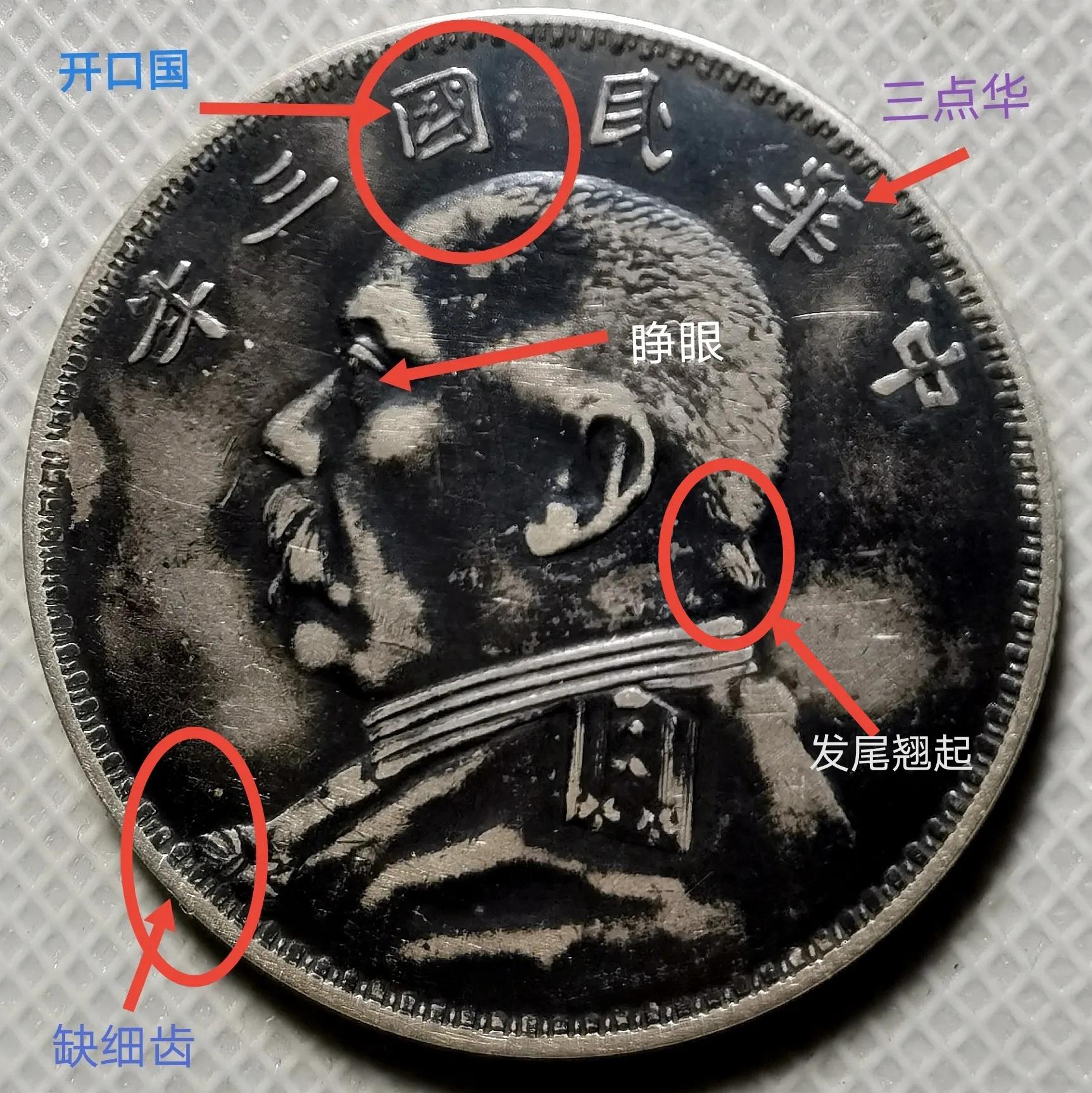 袁大頭暗記大全三年 o版怎么辨別