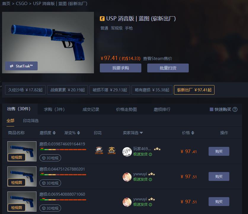 CSGO皮肤推荐——USP消音版蓝图