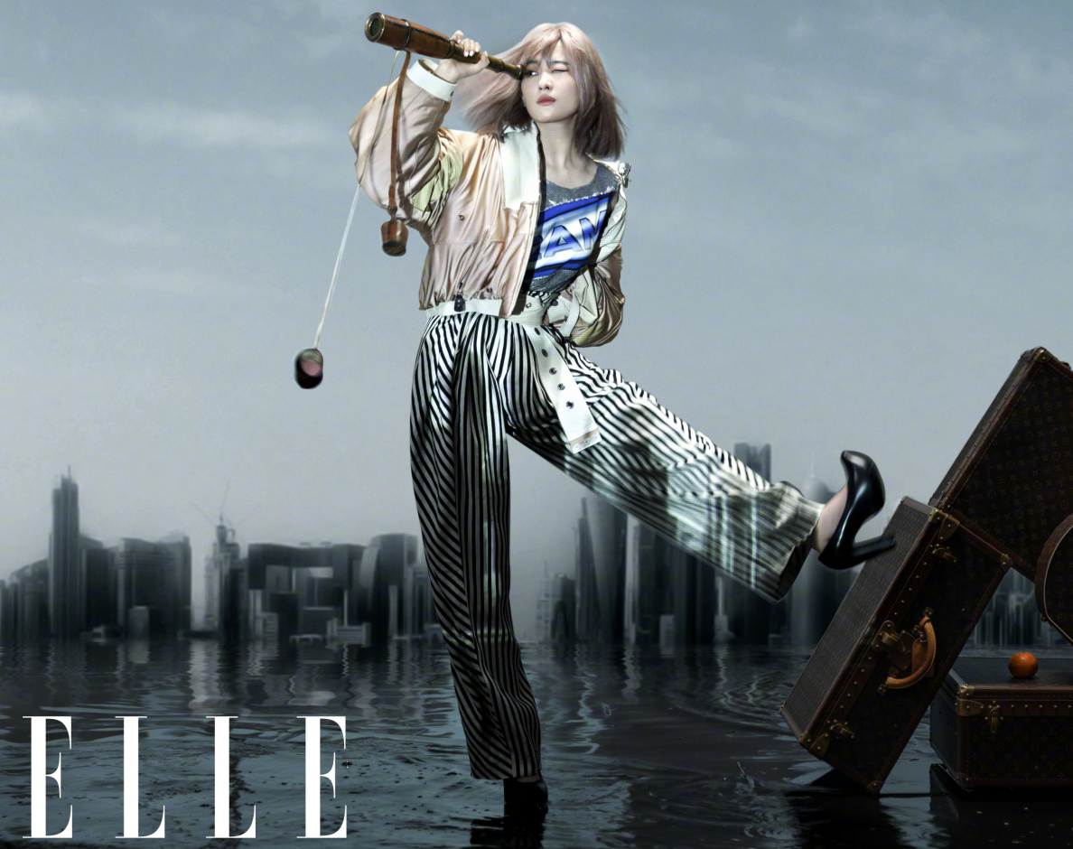 Liu Yifei tries bingle of 2 dimension pink, fine the face that tastes her facial features, wanre caricature go-between is general