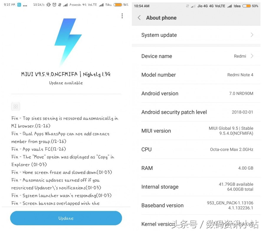 红米Note4获miui 9.5.4国际版稳定版系统推送，操作更加便捷