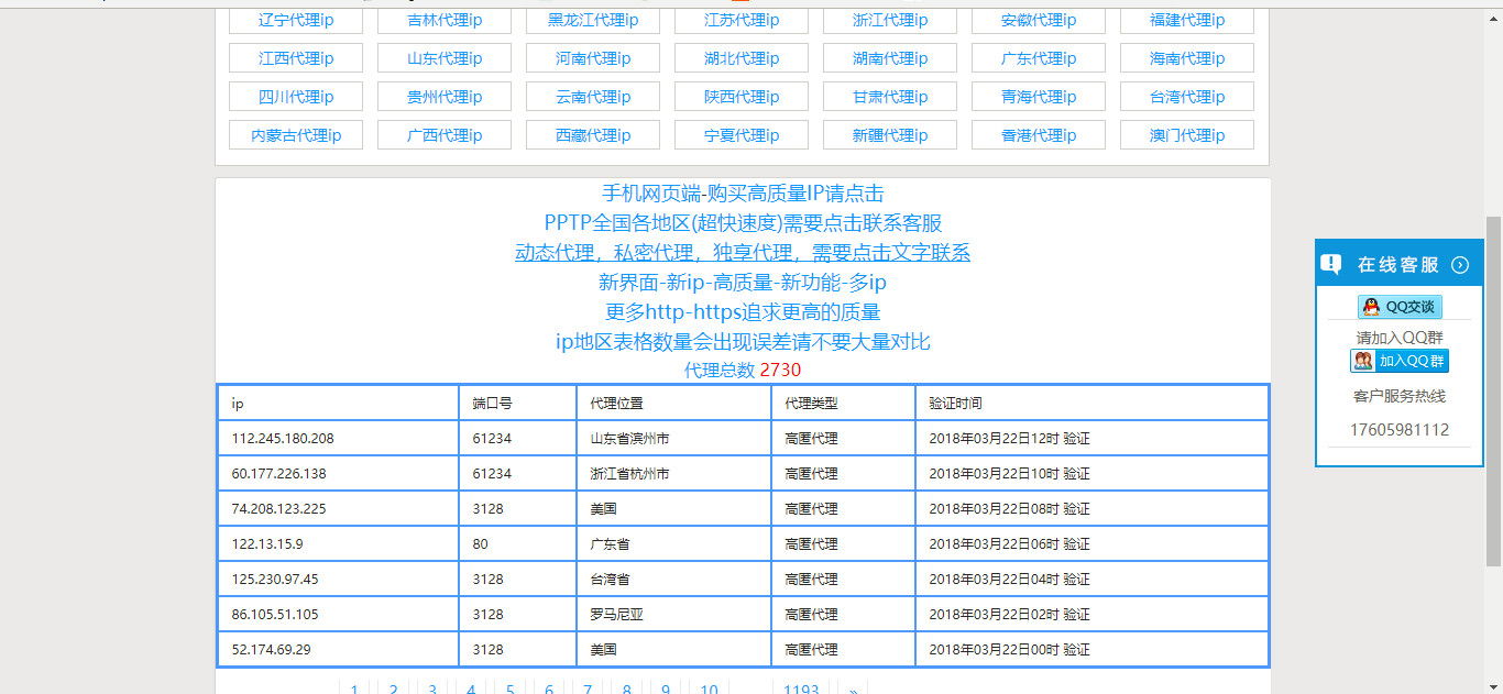 一些免费的代理IP网站